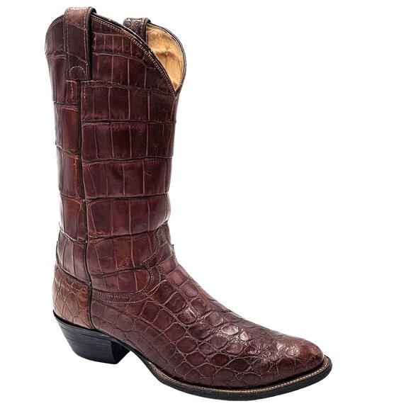 Justin Boots Other - Vintage Justin 8880 Exotic Men's 10.5 Brown Full Alligator Cowboy Western Boots